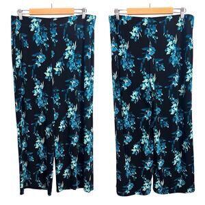 Chico’s Travelers Women’s LP Floral Wide Leg Cropped Pants‎ Stretch Boho Beach